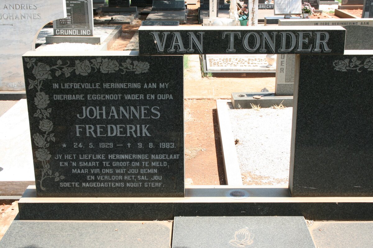 TONDER Johannes Frederik, van 1929-1983