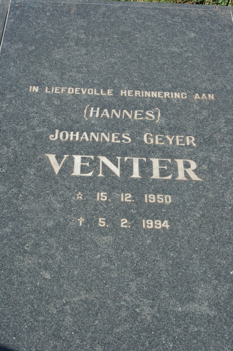 VENTER Johannes Geyer 1950-1994
