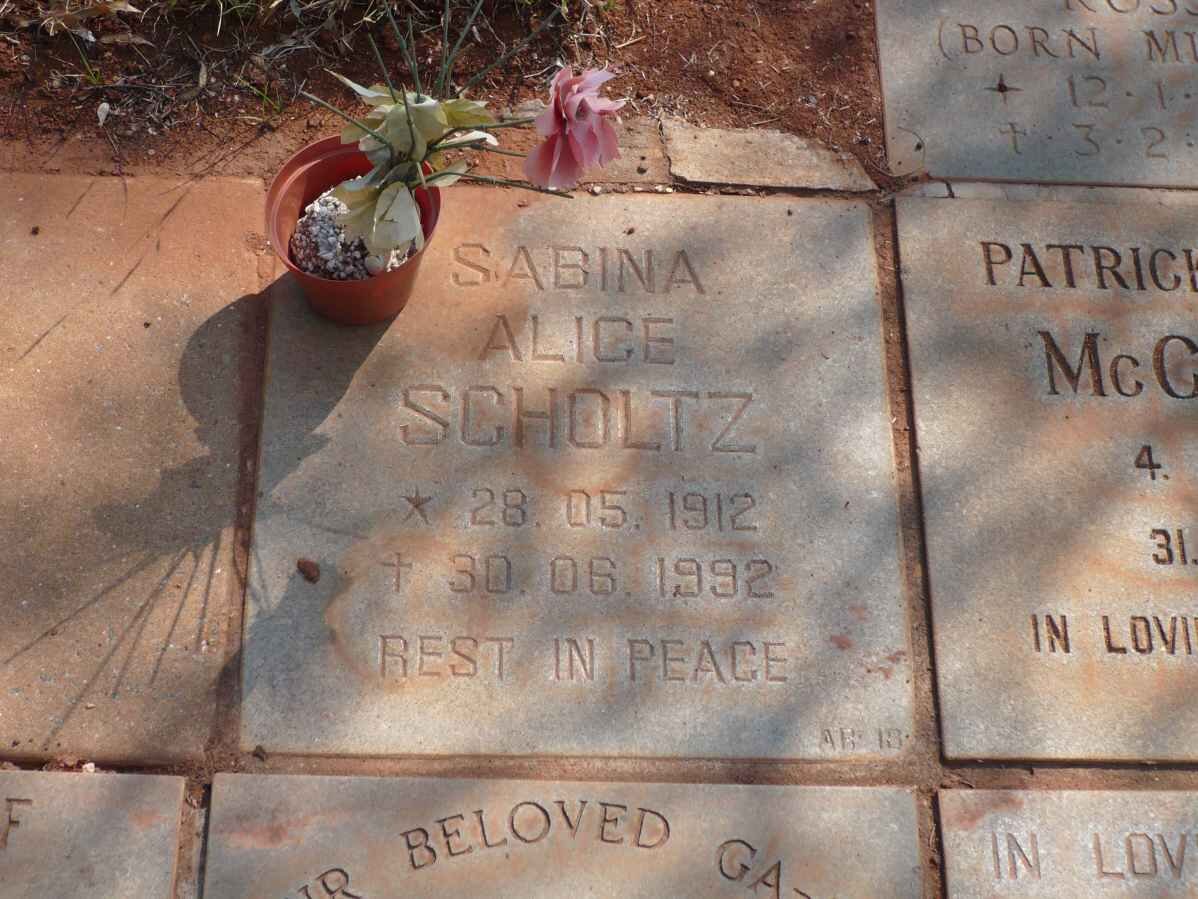 SCHOLTZ Sabina Alice 1912-1992