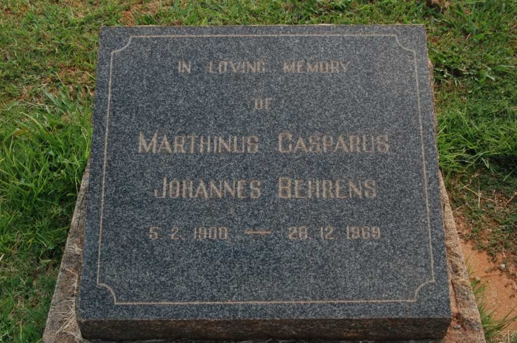 BEHRENS Marthinus Casparus Johannes 1900-1969