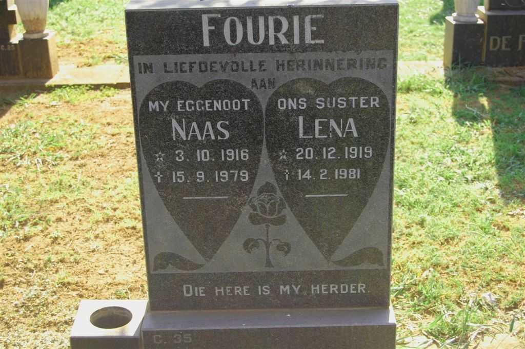 FOURIE Naas 1916-1979 &amp; Lena 1919-1981