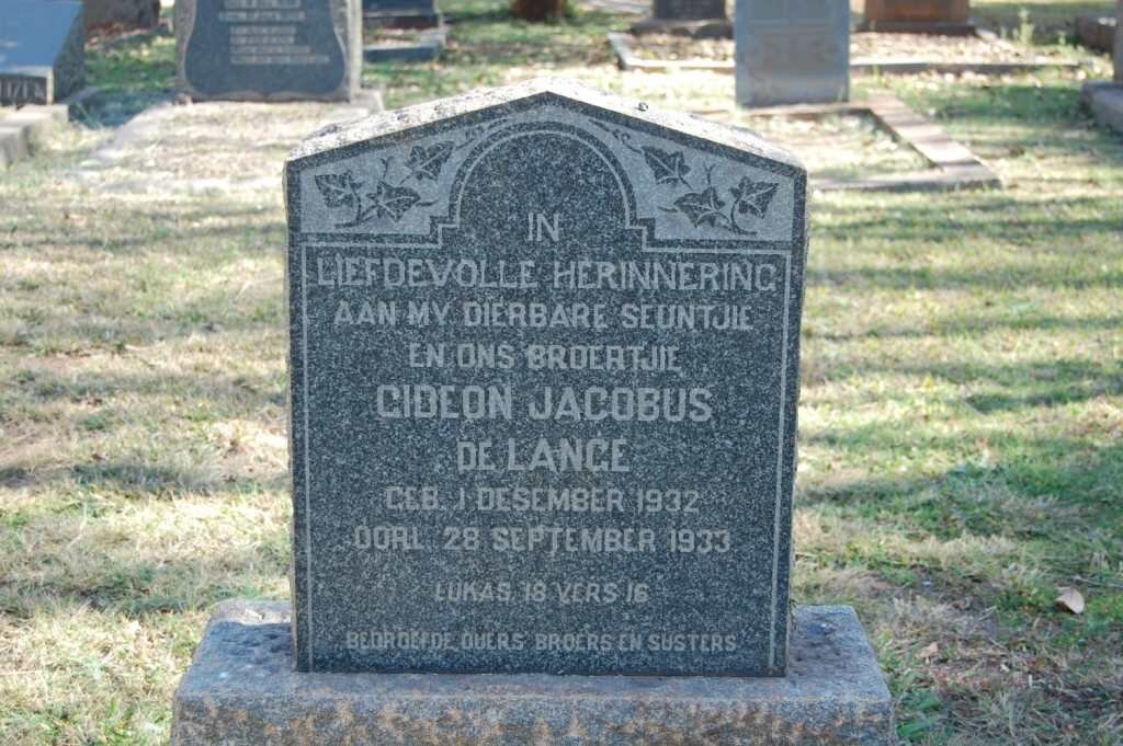 LANGE Gideon Jacobus, de 1932-1933