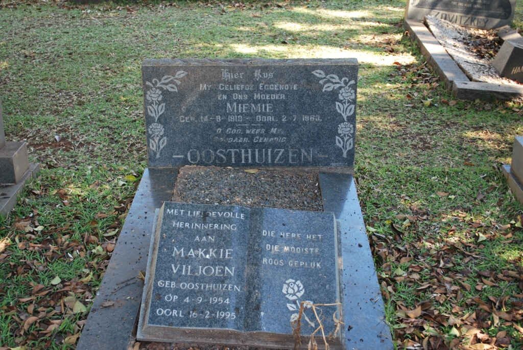 OOSTHUIZEN Miemie 1919-1963 :: VILJOEN Makkie nee OOSTHUIZEN 1954-1995