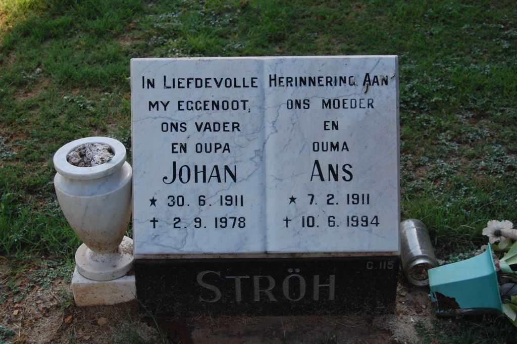 STRöH Johan 1911-1978 &amp; Ans 1911-1994