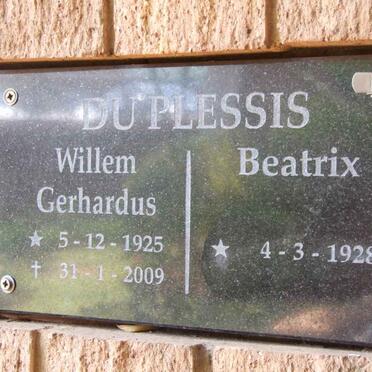 PLESSIS Willem Gerhardus, du 1925-2009 &amp; Beatrix 1928-