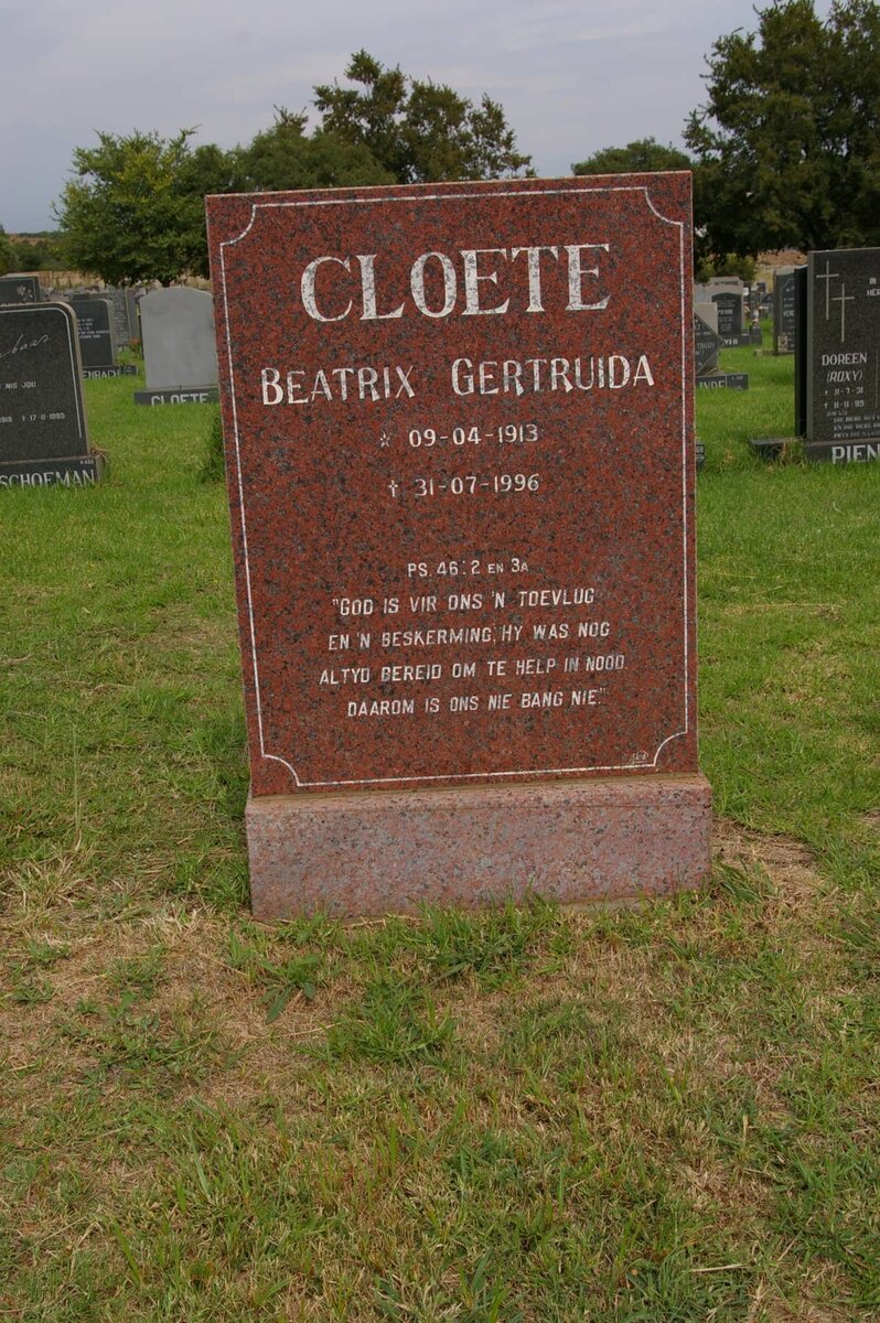 CLOETE Beatrix Gertruida 1913-1996