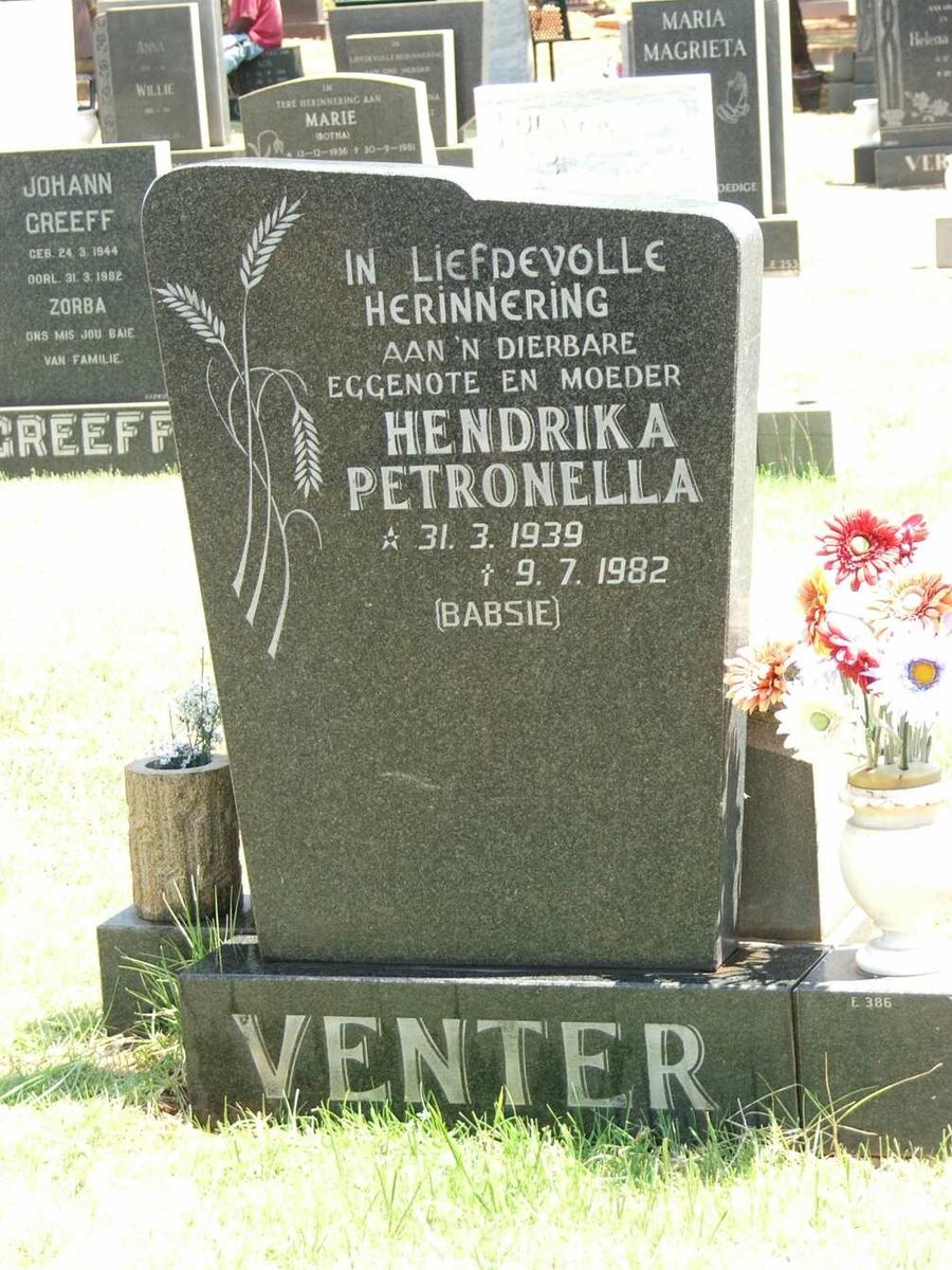 VENTER Hendrika Petronella 1939-1982