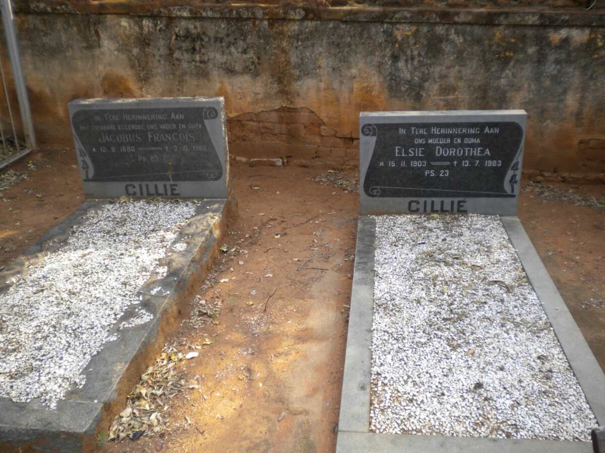 CILLIE Jacobus Francois 1880-1969 :: CILLIE Elsie Dorothea 1903-1983
