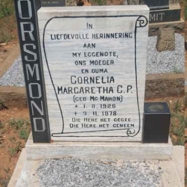 ORSMOND Cornelia Margaretha C.P. nee McMAHON 1926-1978