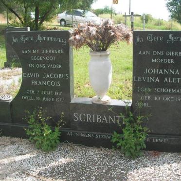 SCHOEMAN David Jacobus Francois 1917-1977 &amp; Johanna Levina Aletta SCHOEMAN 1928-