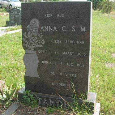 STANDER Anna C.S.M. nee SCHOEMAN 1905-1982