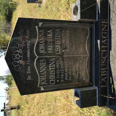 LABUSCHAGNE Johannes Christina 1923-2004 &amp; Johanna Fredrika Christina 1924-2014