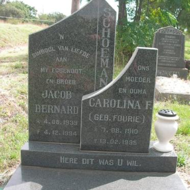 SCHOEMAN Jacob Bernard 1939-1994 &amp; Carolina F. FOURIE 1910-1995