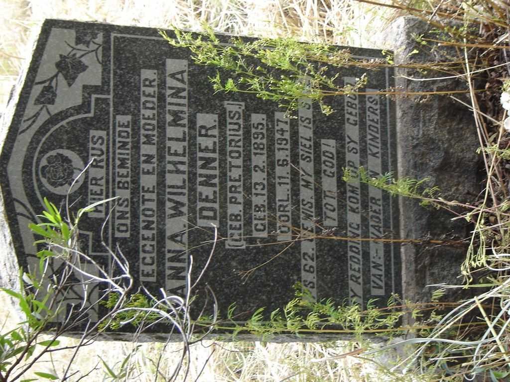 DENNER Anna Wilhelmina nee PRETORIUS 1895-1947