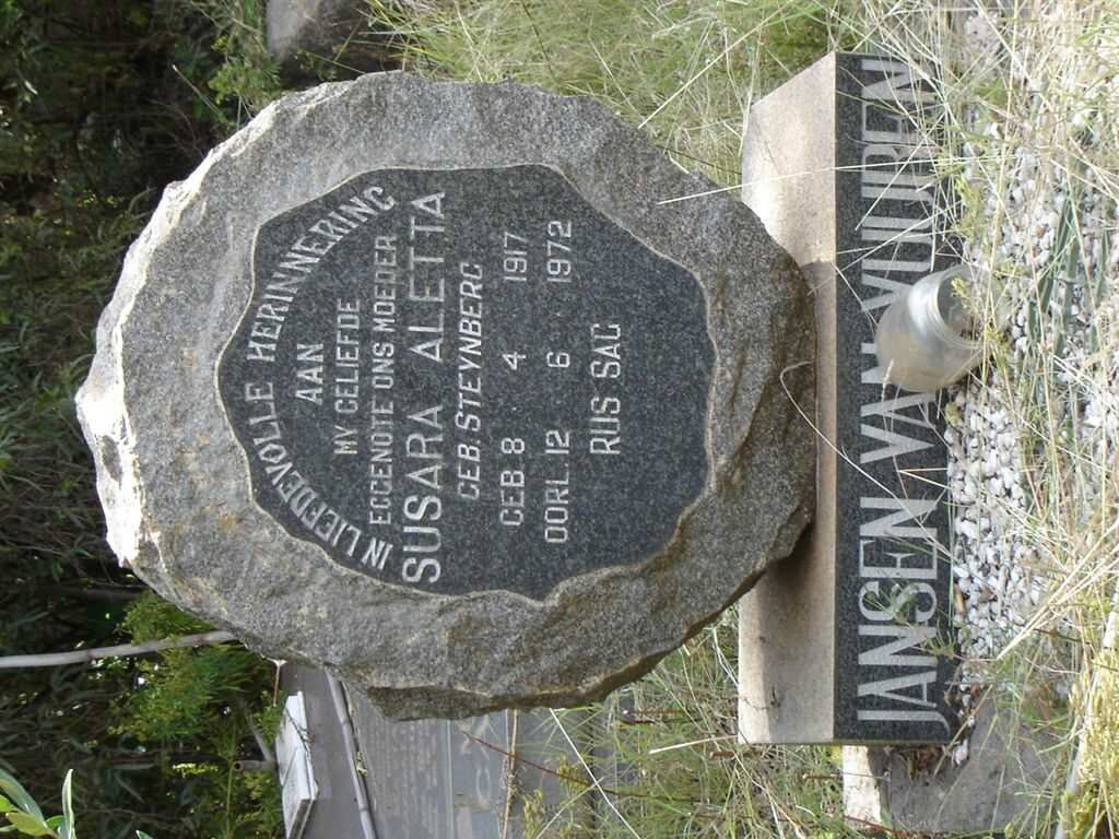 VUUREN Susara Aletta, Jansen van nee STEYNBERG 1917-1972