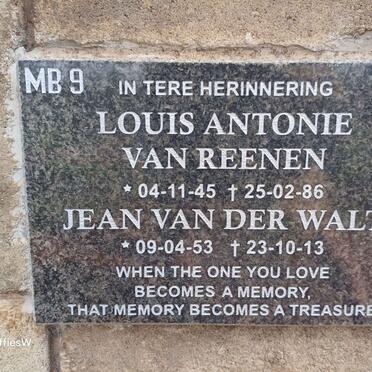 REENEN Louis Antonie, van 1945-1986 :: WALT Jean, van der 1953-2013