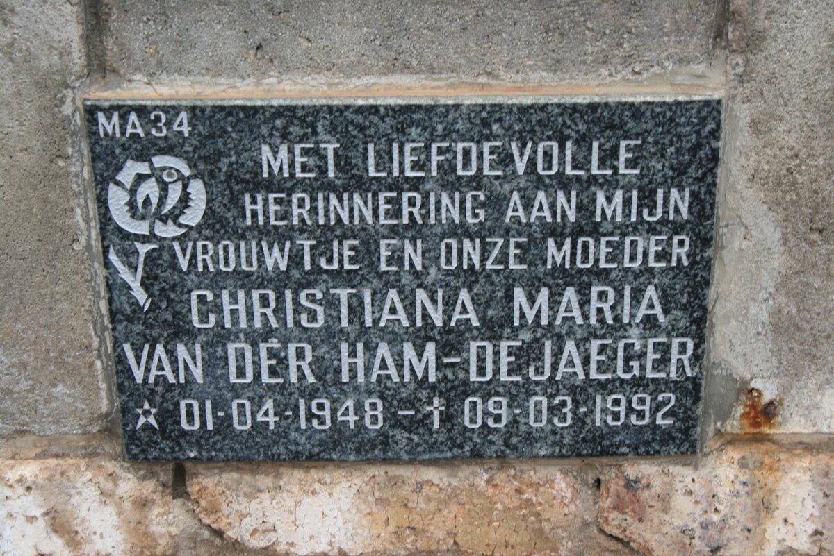 JAEGER Christiana Maria, VAN DER HAM-DE 1948-1992