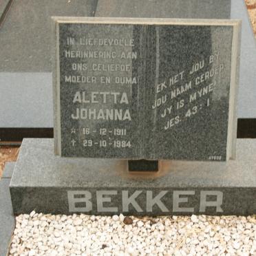 BEKKER Aletta Johanna 1911-1984