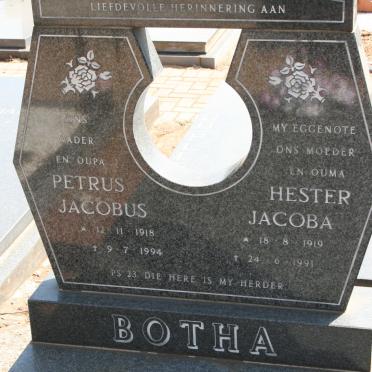 BOTHA Petrus Jacobus 1918-1994 &amp; Hester Jacoba 1919-1991