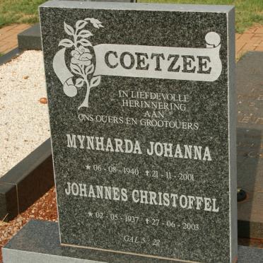 COETZEE Johannes Christoffel 1937-2003 &amp; Mynharda Johanna 11940-2001