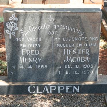 CLAPPEN Fred Henry 1898- &amp; Hester Jacoba 1905-1979
