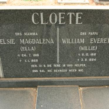 CLOETE William Everett 1916-1994 &amp; Elsie Magdalena 1919-1985