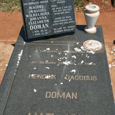 DOMAN Hendrik Jacobus 1918-1979 &amp; Magdel Wilhelmina Johanna Elizabeth 1926-2000