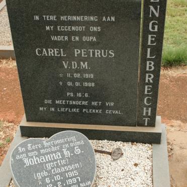 ENGELBRECHT Carel Petrus V.D.M. 1919-1988 &amp; Johanna H.G. CLAASSEN 1915-1997