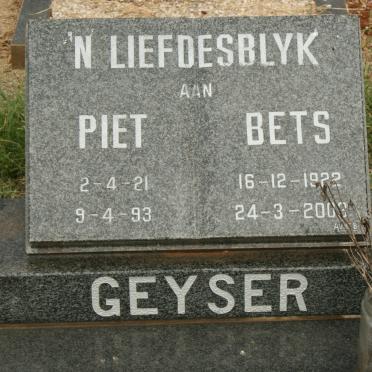 GEYSER Piet 1921-1993 &amp; Bets 1922-2003