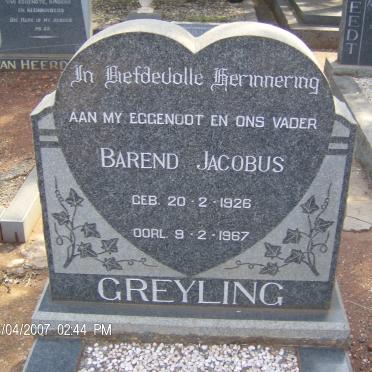 GREYLING Barend Jacobus 1926-1967