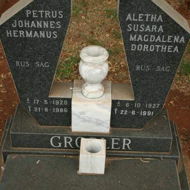 GROBLER Petrus Johannes Hermanus 1920-1986 &amp; Aletha Susara Magdalena Dorothea 1927-1991