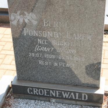 GROENEWALD Beryl Ponsonby Carew nee BUCKLE 1909-1980