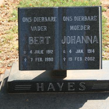 HAYES Bert 1912-1990 &amp; Johanna 1914-2002