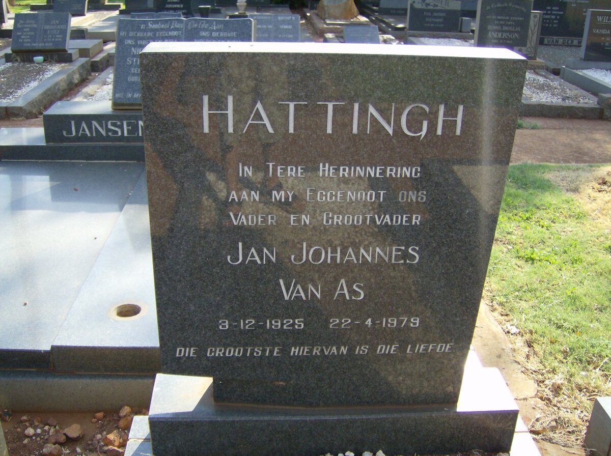 HATTINGH Jan Johannes Van As 1925-1979