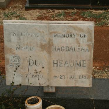 HEAUME Maria Magdalena, du 1900-1981