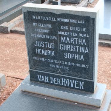 HOVEN Justus Hendrik, van der 1886-1973 &amp; Martha Christina Sophia 1893-1977