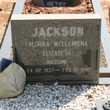 JACKSON Fredrika Wellemiena Elizabeth nee BASSON 1937-1992