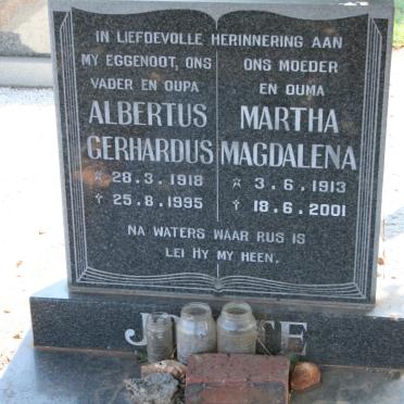 JOOSTE Albertus Gerhardus 1918-1995 &amp; Martha Magdalena 1913-2001
