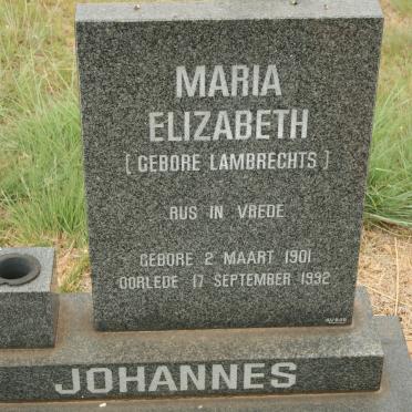 JOHANNES Maria Elizabeth nee LAMBRECHTS 1901-1992