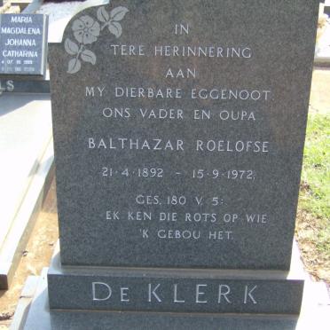 KLERK Balthazar Roelofse, de 1892-1972