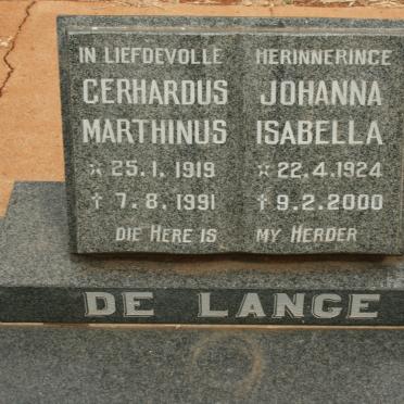 LANGE Gerhardus Marthinus, de 1919-1991 &amp; Johanna Isabella 1924-2000
