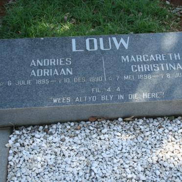 LOUW Andries Adriaan 1895-1990 &amp; Margaretha Christina 1898-1989