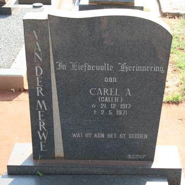 MERWE Carel A., van der 1917-1971