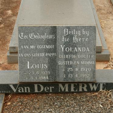 MERWE Louis, van der 1935-1984 :: VAN DER  MERWE Yolanda 1970-1992