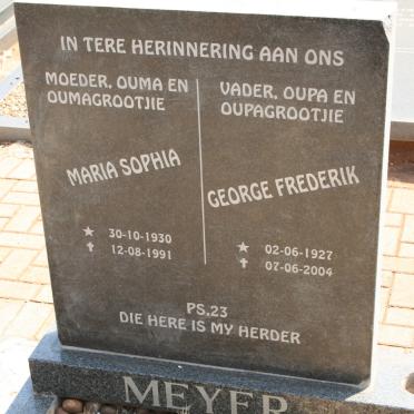 MEYER George Frederik 1927-2004 &amp; Maria Sophia 1930-1991