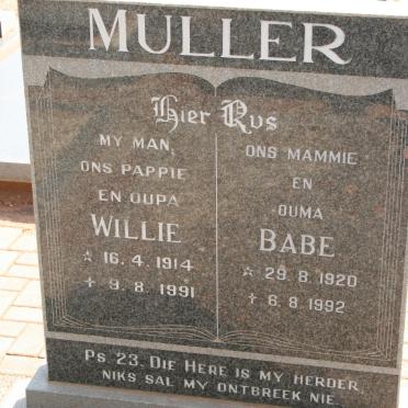 MULLER Willie 1914-1991 &amp; Babe 1920-1992