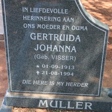 MULLER Gertruida Johanna nee VISSER 1913-1994