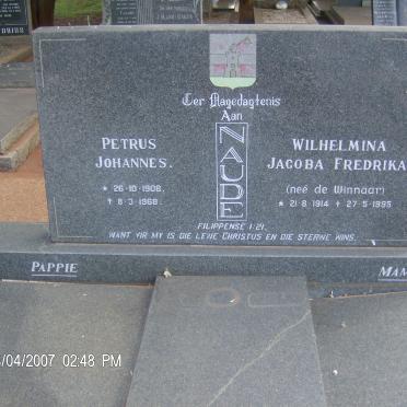 NAUDE Petrus Johannes 1908-1968 &amp; Wilhelmina Jacoba Fredrika DE WINNAAR 1914-1995