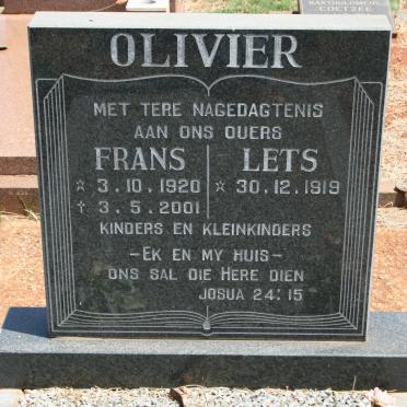 OLIVIER Frans 1920-2001 &amp; Lets 1919-