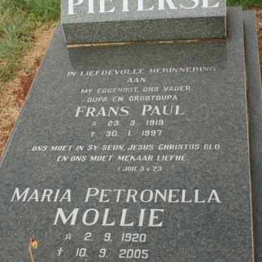 PIETERSE Frans Paul 1919-1997 &amp; Maria Petronella 1920-2005